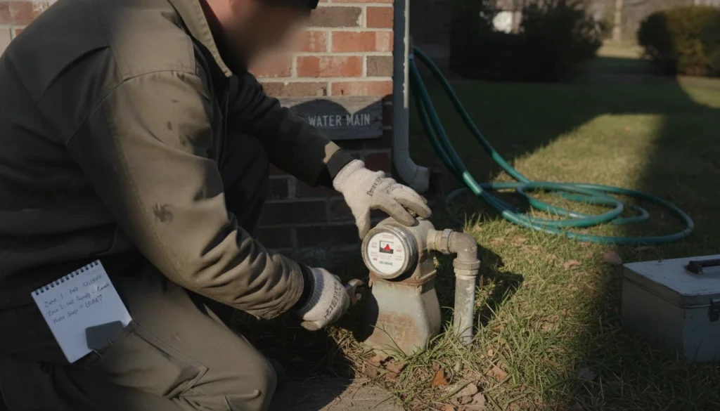 How to find a water leak in your house: check meter, isolate hot and cold lines, and compare results in Cedar Park